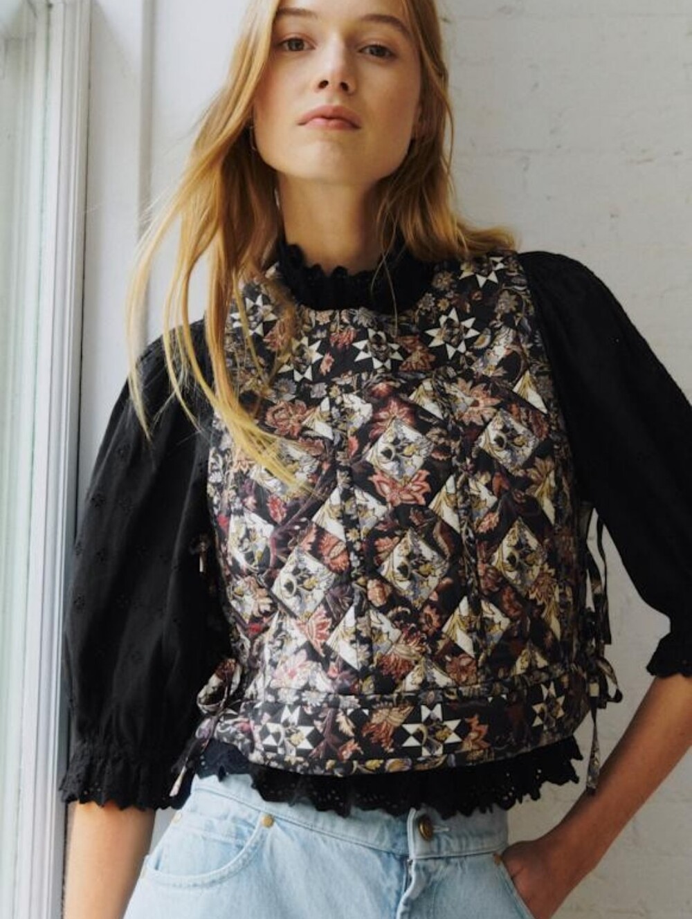 Sezane x Sea Jacopa Blouse in Sylvania Patchwork size 34